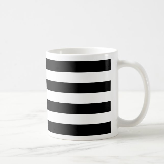 Caneca De Café Bold Simple Black and White Stripes (Direita)