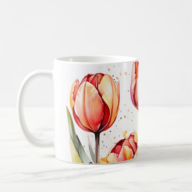 Caneca De Café Bold Tulip Blooms Colorida Moderna (Esquerda)