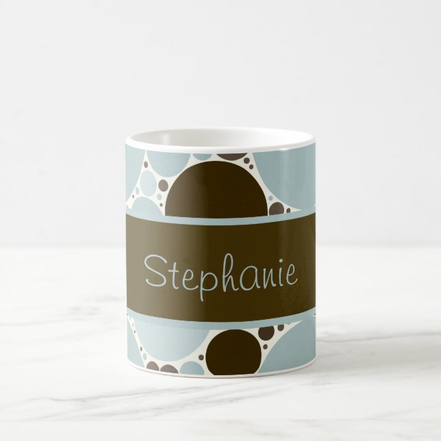 Caneca De Café Bolhas de Castanho e Azul - Mug de Café Personaliz (Centro)