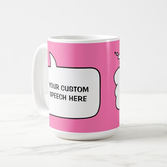 Caneca De Café Bolhas de Fala com Texto e Cor Personalizados (Frente Esquerda)