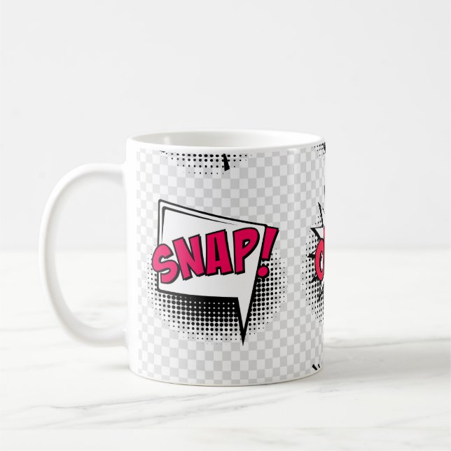 Caneca De Café Bolhas de fala cômica com sombra e texto de meio t (Esquerda)