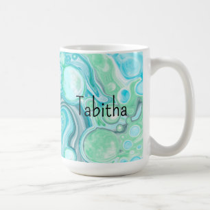 Caneca De Café Bolhas de Ondas do Mar Turquesa Personalizadas Azu