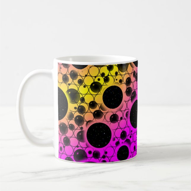 Caneca De Café Bolhas Espaciais com Pontos - Rosa/Amarelo (Esquerda)