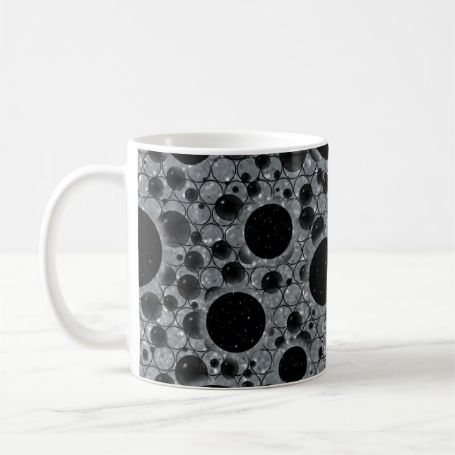 Caneca De Café Bolhas Espaciais Pontos - Brilho Prata (Esquerda)