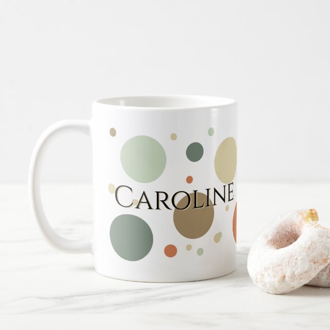 Caneca De Café Bolhas Rústicas Personalizado Adicione Seu Nome Fo (Com Donut)