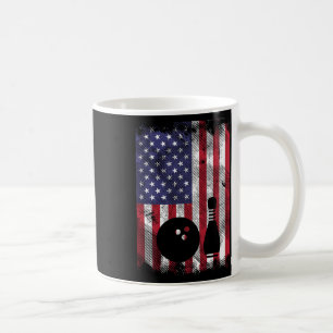 Caneca De Café Boliche De Bandeiras Dos Eua Patriótica Bowler Men