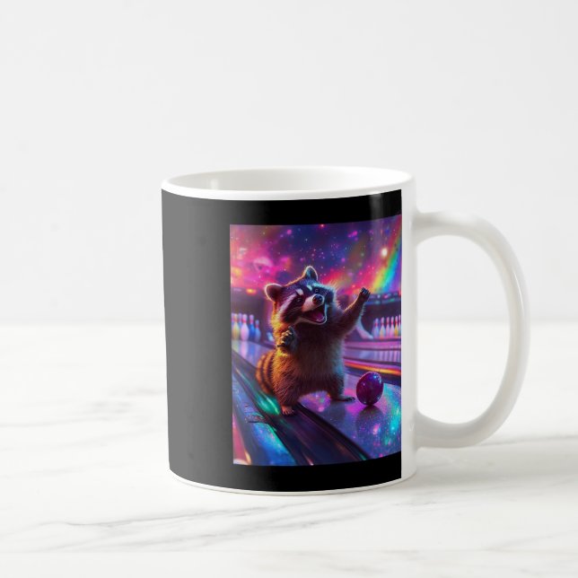 Caneca De Café Boliche Fantasycore Raccoon Engraçado (Direita)