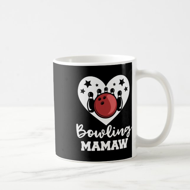 Caneca De Café Boliche Mamaw Heart Engraçado Bowler Mamaw (Direita)