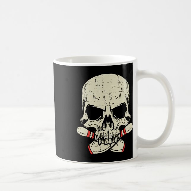 Caneca De Café Boliches do crânio Pinos Cabeça do esqueleto Homen (Direita)