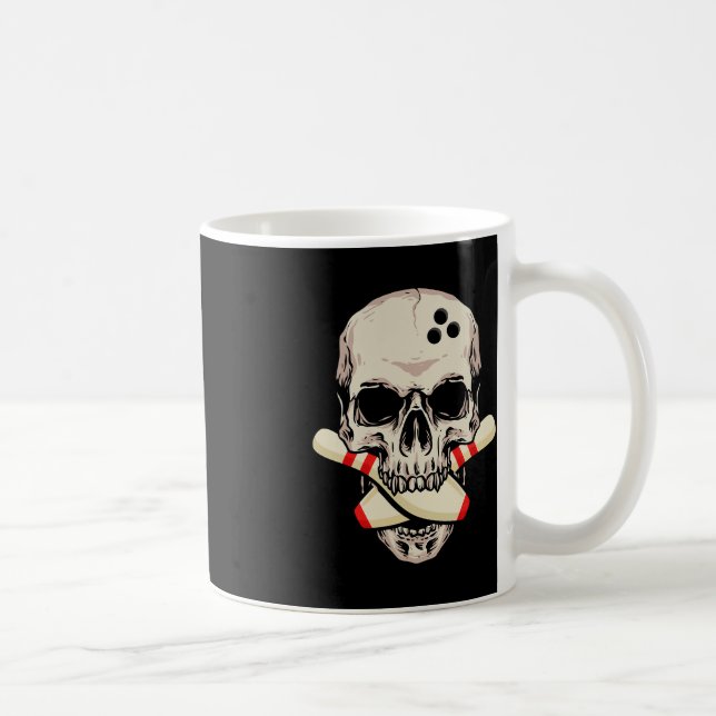Caneca De Café Boliches Pilhas Retro Caveira Skeleton Cabeça Boli (Direita)