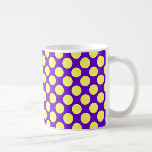 Caneca De Café Bolinhas Amarelas com Estilhaço de Fundo Roxo