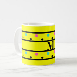 Caneca De Café Bolinhas amarelas do Monograma