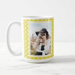 Caneca De Café Bolinhas Amarelo Brilhante Personalizada 2 Foto e