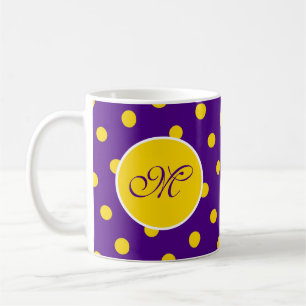 Caneca De Café Bolinhas Amarelo Roxo Diversão Inicial Bonito Pers