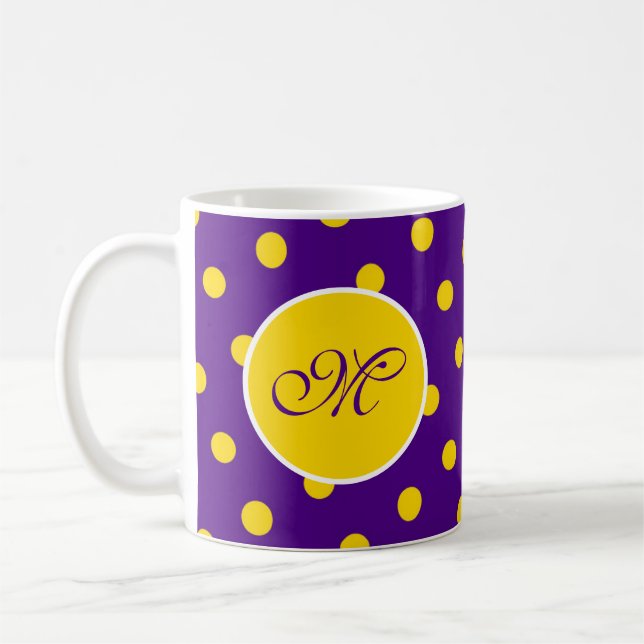 Caneca De Café Bolinhas Amarelo Roxo Diversão Inicial Bonito Pers (Esquerda)