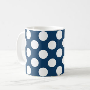 Caneca De Café Bolinhas Azuis marinho, Padrão de Bolinhas, Pontos