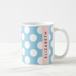 Caneca De Café Bolinhas Azuis, Padrão de Bolinhas, Seu Nome