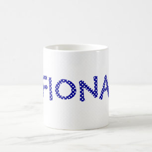 Caneca De Café Bolinhas azul personalizada e branca