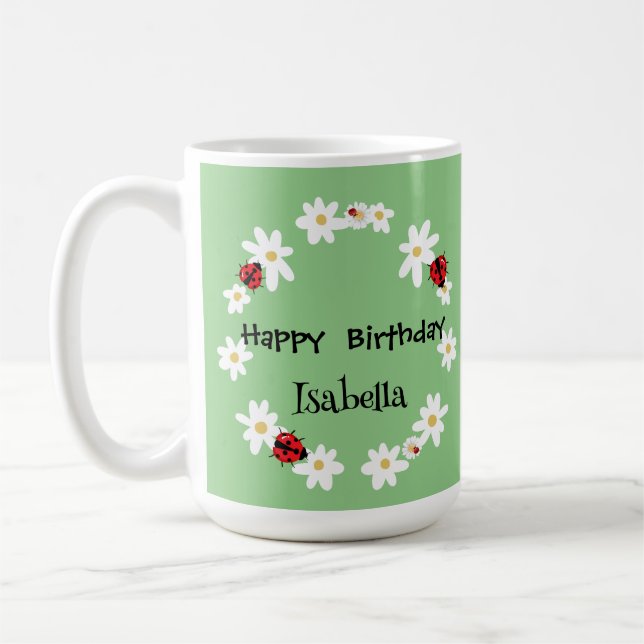 Caneca De Café Bolinhas bonita Festa de aniversário de ladybug Da (Esquerda)