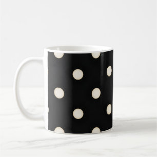 Caneca De Café Bolinhas brancas antigas em preto