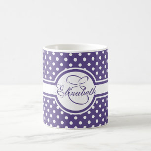 Caneca De Café Bolinhas brancas elegantes em um monograma ultra v
