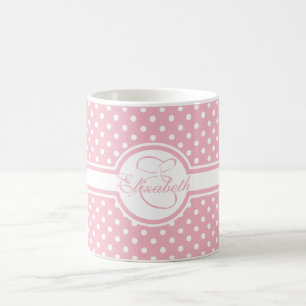 Caneca De Café Bolinhas brancas elegantes no monograma