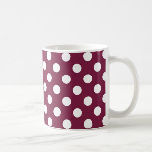 Caneca De Café Bolinhas brancas em burgundy