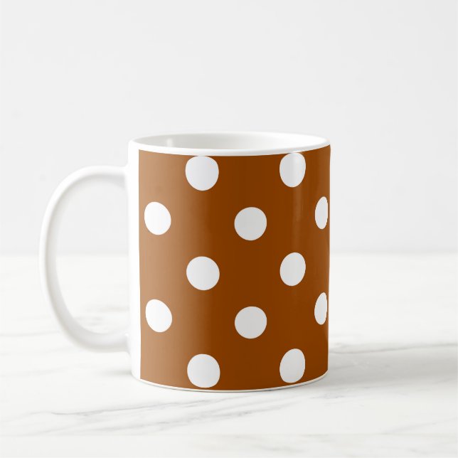 Caneca De Café Bolinhas Branco castanho (Esquerda)