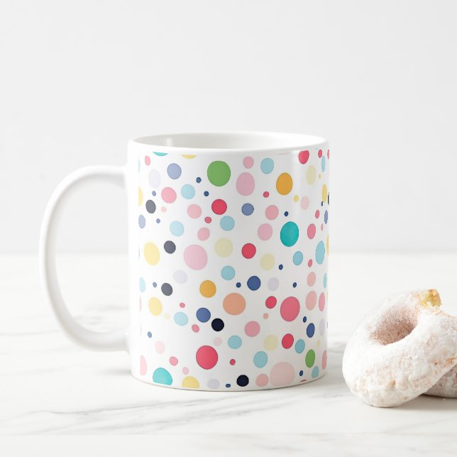 Caneca De Café Bolinhas Colorida Coffee Mug (Com Donut)