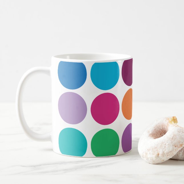 Caneca De Café Bolinhas Coloridas Modernas  (Com Donut)