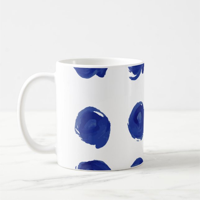 Caneca De Café Bolinhas, cor d'água azul indigo. (Esquerda)