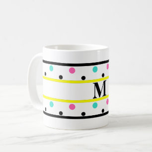 Caneca De Café Bolinhas cor-de-rosa amarela