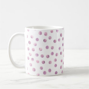 Caneca De Café Bolinhas de aquarelas, fundo geométrico cor-de-ros
