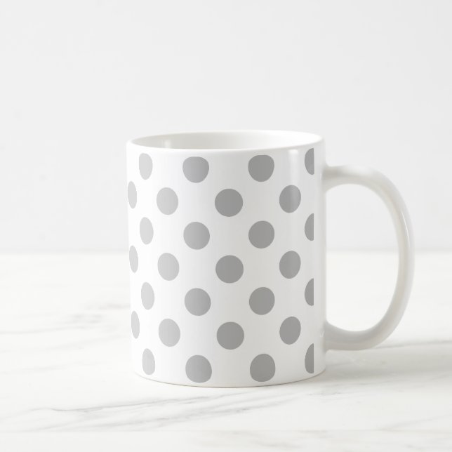 Caneca De Café bolinhas de cinza em branco (Direita)
