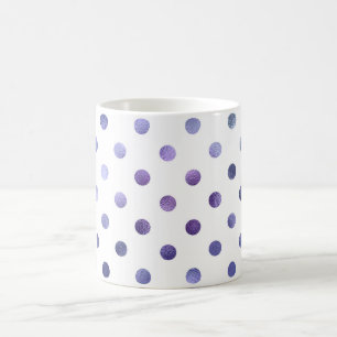 Caneca De Café Bolinhas de Folhas de Azul, Violeta-Roxo, Metálica