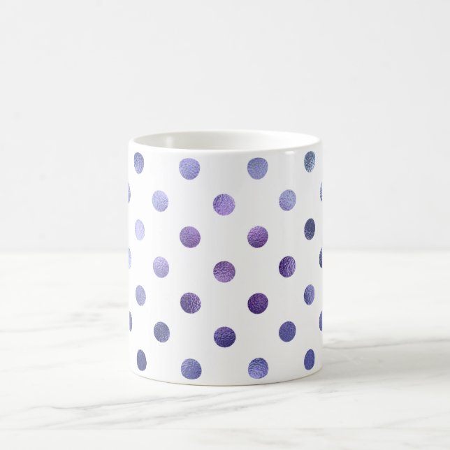 Caneca De Café Bolinhas de Folhas de Azul, Violeta-Roxo, Metálica (Centro)