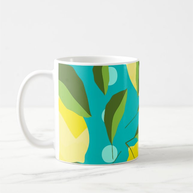 Caneca De Café Bolinhas de limões: fundo azul. (Esquerda)