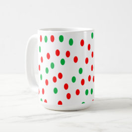 Caneca De Café Bolinhas de Natal Verdes e Vermelhas