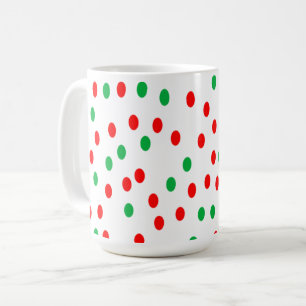 Caneca De Café Bolinhas de Natal Verdes e Vermelhas