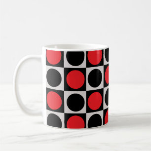 Caneca De Café Bolinhas do Círculo Geométrico Vermelho Preto