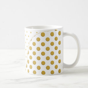 Caneca De Café Bolinhas em Dourado e Branco