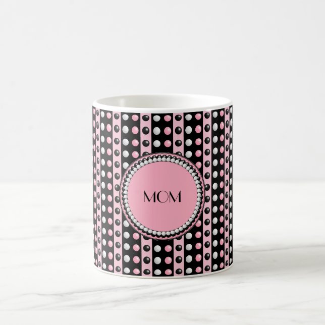 Caneca De Café Bolinhas em Stripes Monogramas (Centro)