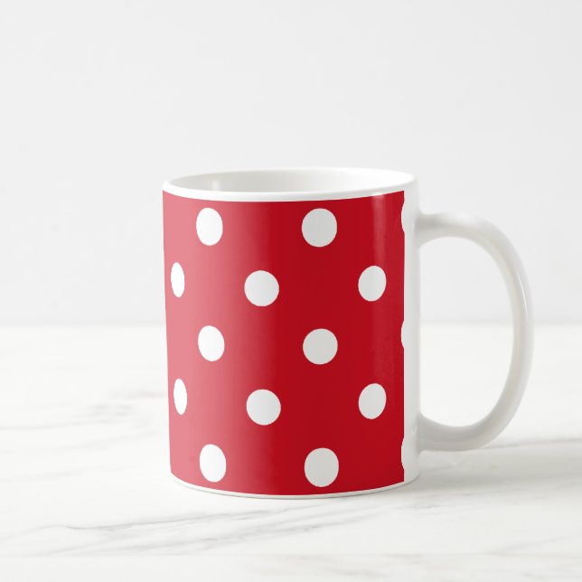 Caneca De Café bolinhas em vermelho vivo e branco (Direita)