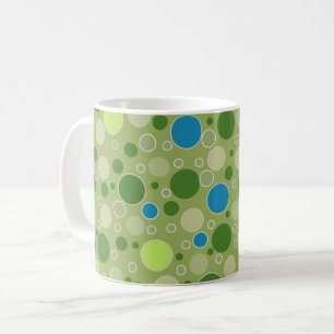 Caneca De Café bolinhas multicoloridas retrô verde