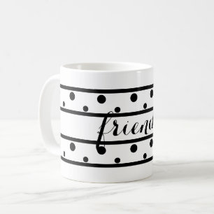 Caneca De Café Bolinhas Negras Brancas