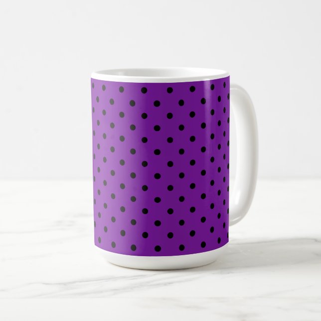 Caneca De Café Bolinhas negras em roxo violeta (Frente Esquerda)