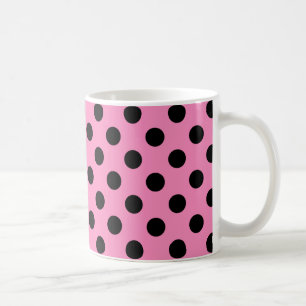 Caneca De Café Bolinhas pretas a rosa