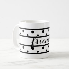 Caneca De Café Bolinhas Pretas Amigos Branco