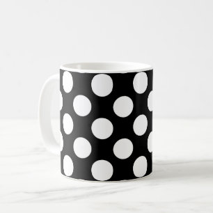 Caneca De Café Bolinhas Pretas e Brancas, Padrão de Bolinhas
