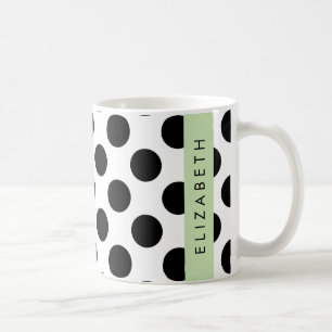 Caneca De Café Bolinhas Pretas e Brancas, Pontas, Seu Nome